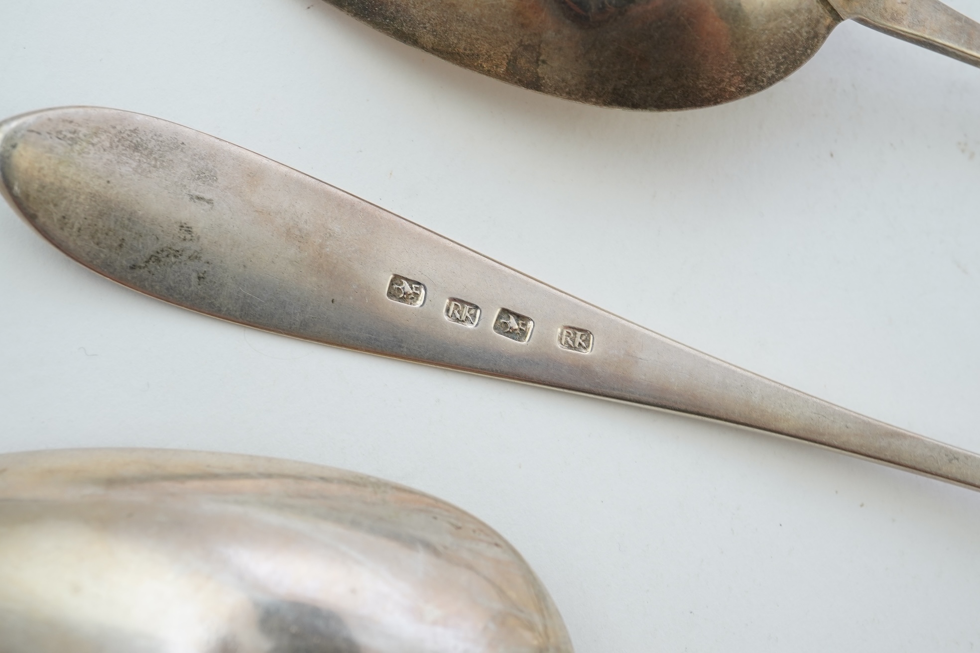 A set of ten mid 19th century Scottish provincial silver Celtic tip tablespoons, by Robert Keay II